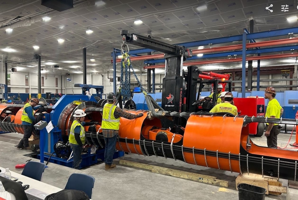 Accuwright millwright and rigging team coordinating industrial equipment installation