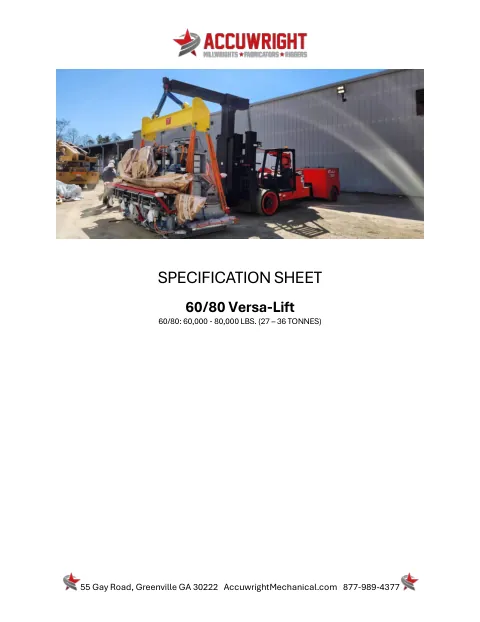 Spec sheet cover — 60/80 Versa-Lift